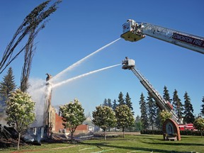 St. Jean Baptiste Parish in Morinville was burned to the ground on Wednesday, June 30, 2021. Police are investigating the suspicious fire at the historic Catholic church.