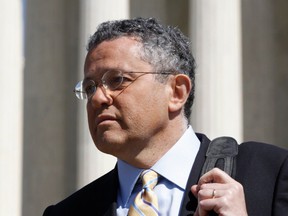 CNN legal analyst Jeffrey Toobin leaves the Supreme Court after it finished the day's arguments on the health care law signed by President Barack Obama in Washington, on March 27, 2012.