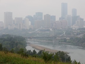 B.C. wildfire smoke hangs over downtown Edmonton, Sunday July 18, 2021.