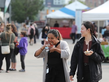 Edmontonians take in the opening day of Taste of Edmonton, in Sir Winston Churchill Square Thursday July 22, 2021. Taste of Edmonton runs from July 22 to August 1. Photo by David Bloom