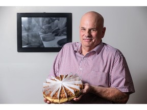 Colin Ruttle, general manager of WOW! Factor Desserts poses for a photo with his company's SKOR Cheesecake in Sherwood Park on Thursday, July 8, 2021. Photo by Ian Kucerak