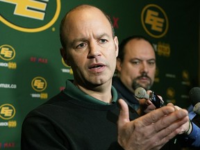 Edmonton Elks defensive coordinator, Noel Thorpe speaks to media in Sherwood Park on Jan. 15, 2020. His contract has been extended through to the end of 2022.