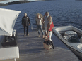 Screen shot of security video shows Linda O'Leary (second from left), wife of celebrity investor Kevin O'Leary (left), with their speedboat on the evening of the fatal crash.