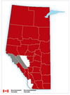 Environment Canada heat warnings envelop much of the province of Alberta on July 31, 2021.