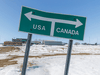 The road that runs along the border between Sweetgrass, Montana, to the left and Coutts, Alberta, to the right.