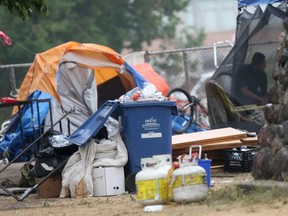 An area inhabited by members of the homeless community, in Winnipeg on Tuesday, July 20, 2021.