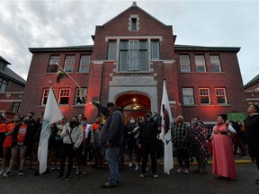 A gathering on the grounds of the former Kamloops Indian Residential School after the remains of 215 children, some as young as three years old, were found at the site in Kamloops, British Columbia, Canada June 5, 2021.