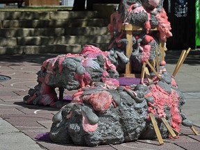 Work of art called In the Flesh, a amorphous sculpture by Kasie Campbell at The Works Art and Design Festival which opened Wednesday running to July 17th at Churchill Square in Edmonton, July 7, 2021.