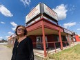 Zubeda Jessa poses for a photo outside Horseman liquor store, run by her family, in Airdrie on Thursday, August 12, 2021. Azin Ghaffari/Postmedia