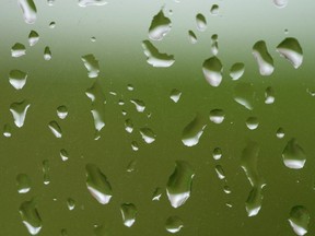 Rain drops are seen on a window pane as a storm rolls through Edmonton, on Monday, Aug. 23, 2021. Photo by Ian Kucerak