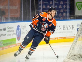 Tyler Benson of the Bakersfield Condors takes takes part in an AHL games during the 2020-2021 season.