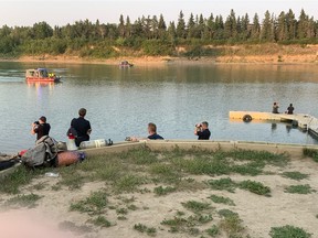 Edmonton fire crews conducted a search and rescue for a missing swimmer in the North Saskatchewan River at Dawson Park on Saturday, July 31, 2021.