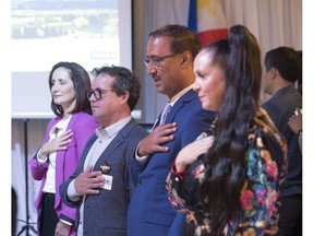 From left, Cheryll Watson Michael Oshry, Amarjeet Sohi and Diana Steele were among the  mayoral candidates who attended the Philippine Media Association of Alberta's (PMAA) Mayoral Candidates' Forum on Saturday, Aug. 14, 2021.