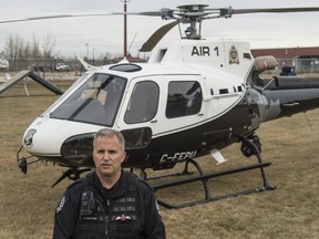 EPS Chief Pilot, Murray Maschmeyer with Air 1, talking about a 41 year old man who was charged with pointing a laser pointer at the police helicopter on October 30, 2019.