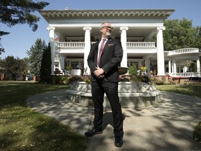Tim Loreman, president and vice-chancellor of Concordia University of Edmonton, outside the Magrath Mansion on Wednesday, Aug. 18, 2021.