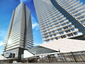 Construction crews are set to begin work on Falcon Tower after a formal groundbreaking Monday. The 240-unit, 30-storey building is one of two towers set to replace a parking lot at 104 Street and 100 Avenue.