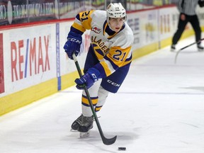 ( FILE PHOTO) Hayden Smith and the Saskatoon Blades split a weekend WHL pre-season series with the Edmonton Oil Kings.