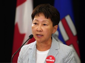 Dr. Verna Yiu, president and CEO of Alberta Health Services, speaks at an update on Alberta's COVID-19 situation on Thursday Sept. 9, 2021 in Edmonton. The province has recorded more than 1,500 new COVID-19 infections in the last 24 hours.