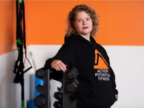 Action Potential Fitness co-owner Zita Dubé-Lockhart co-owns a gymnasium business on Sept. 17, 2021 through the changing COVID-19 restrictions imposed by the provincial government. The gym has a mandatory vaccination program to keep their clients safe. Photo by Ian Kucerak
