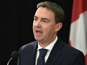 Jason Copping, Albertas Health Minister, during a news conference in Edmonton on Sept. 21, 2021.
