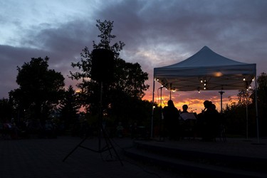 The Vaughan String Quartet perform an outdoor concert at Festival Place in Sherwood Park, on Friday, Sept. 24, 2021.