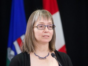 Alberta's chief medical officer of health Dr. Deena Hinshaw provides an update on the province's response to the fourth wave of the COVID-19 in Edmonton, Wednesday, Sept. 15, 2021. Photo by David Bloom