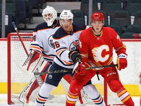 Ilya Konovalov tracks the puck through the traffic in the slot.