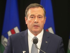 Alberta Premier Jason Kenney gives a COVID-19 update in Edmonton, Tuesday, Sept. 21, 2021.
