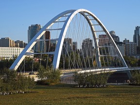 Human remains were found near the Walterdale Bridge in downtown Edmonton on Monday afternoon, September 6, 2021. (PHOTO BY LARRY WONG/POSTMEDIA)