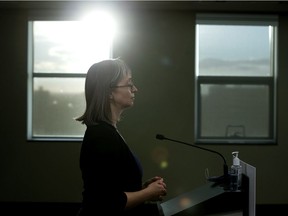 Alberta’s chief medical officer of health Dr. Deena Hinshaw provides an update on the province’s response to the fourth wave of the COVID-19 pandemic, Wednesday, Sept. 15, 2021. cine requirements and COVID-19 measures.