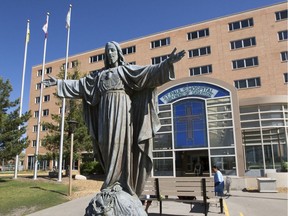 Statue outside St. Paul's Hospital in Saskatoon.