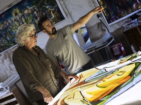 Glass maestro Narcissus Quagliata, left, and L.A.-based artist Tim Carey are the unlikely duo that takes on the world's largest stained-glass window in the documentary Holy Frit.