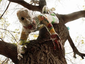 Jared Epp's plastic bag life-cast crawls right down the backyard tree at you at Lowlands. -