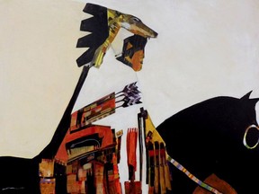 Lakota Boy, acrylic on canvas, by Linus Woods, up at Bearclaw Gallery.