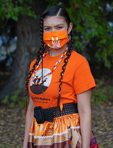 Alberta raised Cree actor Alyssa Wapanatahk, who plays Indigenous princess Tiger Lily in the Disney film "Peter Pan and Wendy",  joined hundreds of people who gathered at Kinsmen Park in Edmonton on Thursday September 30, 2021 to participate in the Orange Shirt Day Run-Walk, marking the first National Day for Truth and Reconciliation in Canada.