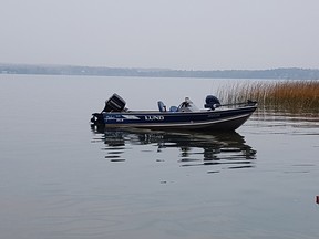 Breton RCMP supplied a photo of a boat found anchored on Buck Lake at about 11:50 a.m. on Oct. 5, 2021, and are searching for the missing elderly boater.