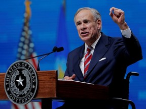 Texas Governor Greg Abbott speaks at the annual National Rifle Association (NRA) convention in Dallas, Texas, U.S., May 4, 2018.