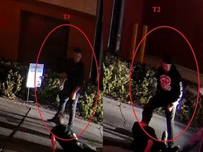 Edmonton police are looking for the public’s help to identify the two remaining suspects involved in a firearm-related assault at  a drive-thru restaurant south of Whyte Avenue at approximately 3 a.m., Oct. 9, 2021.