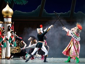 The Nutcracker battles the Rat Tsar in Alberta Ballet's The Nutcracker.