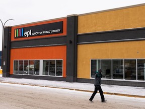 The Edmonton Public Library's Abbottsfield – Penny McKee Branch in the Riverview Crossing mall is seen in Edmonton, on Saturday, Nov. 20, 2021. EPL has lost three appeals about cannabis stores within 200 metres of libraries, which is against the city's bylaw but was approved by the subdivision and development appeal board. Photo by Ian Kucerak