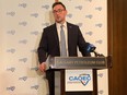 CAOEC president Mark Scholz during a press conference at the Calgary Petroleum Club.