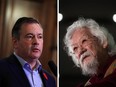 Alberta Premier Jason Kenney (L) and environmental activist David Suzuki (R).