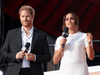 Prince Harry and Meghan Markle speak at the 2021 Global Citizen Live concert at Central Park in New York, September 25, 2021.