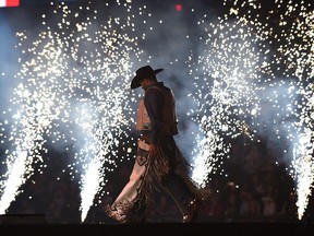 Bullriders being introduced during the PBR Global Cup qualifying round at Rogers Place in Edmonton, November 9, 2017. Ed Kaiser/Postmedia