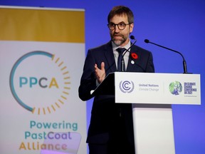 Environment and Climate Change Minister Steven Guilbeault speaks during the UN Climate Change Conference (COP26), in Glasgow, Scotland, on Nov. 4, 2021.