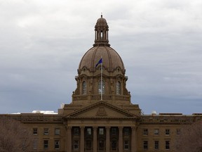 The Alberta Legislature is seen on a fall day in Edmonton, on Thursday, Nov. 5, 2020.