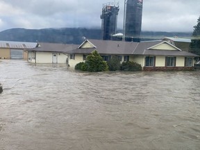 Flooding on the de Leeuw family farm on the Sumas Prairie on Nov. 23, 2021.