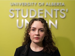 Talia Dixon, vice-president of student life with the University of Alberta Students' Union, poses for a photo in Edmonton on Wednesday, Nov. 17, 2021. The U of A Students' Union and 21 other students groups are calling on the university to take stronger action to prevent sexual violence.