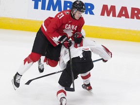 Sherwood Park’s Kaiden Guhle helped Team Canada to a silver medal at the last world junior championships in Edmonton.