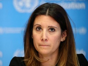 Technical Lead for the World Health Organization Maria Van Kerkhove attends a news conference on the situation of the coronavirus, in Geneva, Feb. 28, 2020.